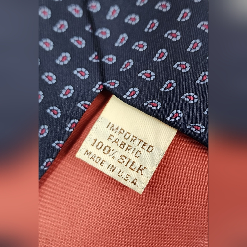 VINTAGE LIBERTY OF LONDON 100% SILK MEN'S TIE, BLUE / PAISLEY - Picture 4 of 6